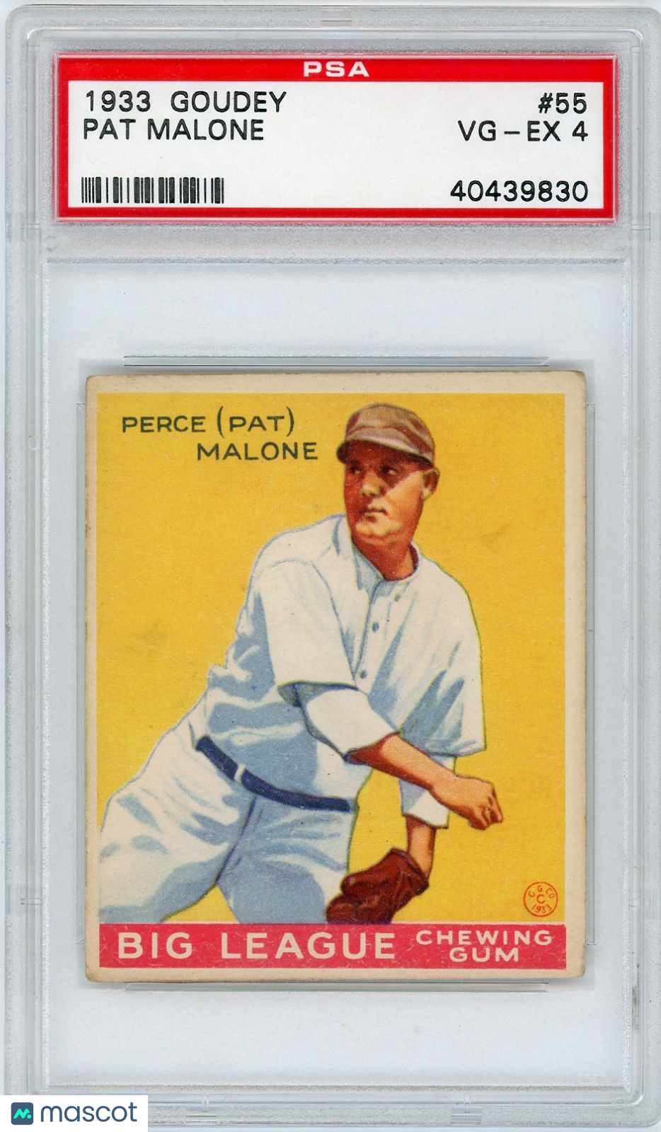 1933 Goudey Pat Malone #55 PSA 4