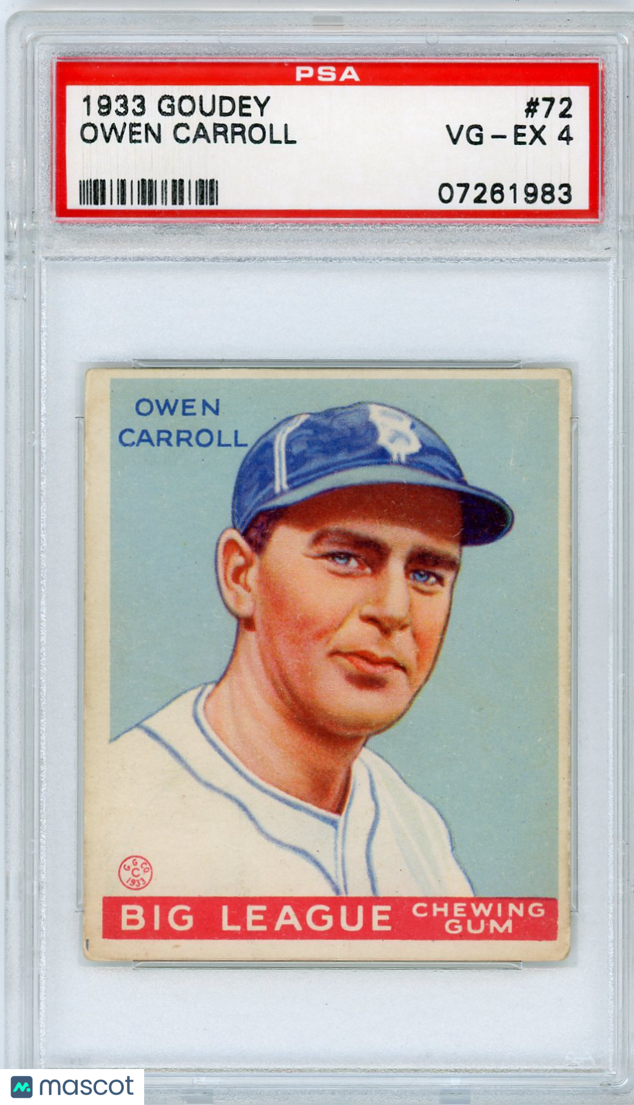 1933 Goudey Owen Carroll #72 PSA 4