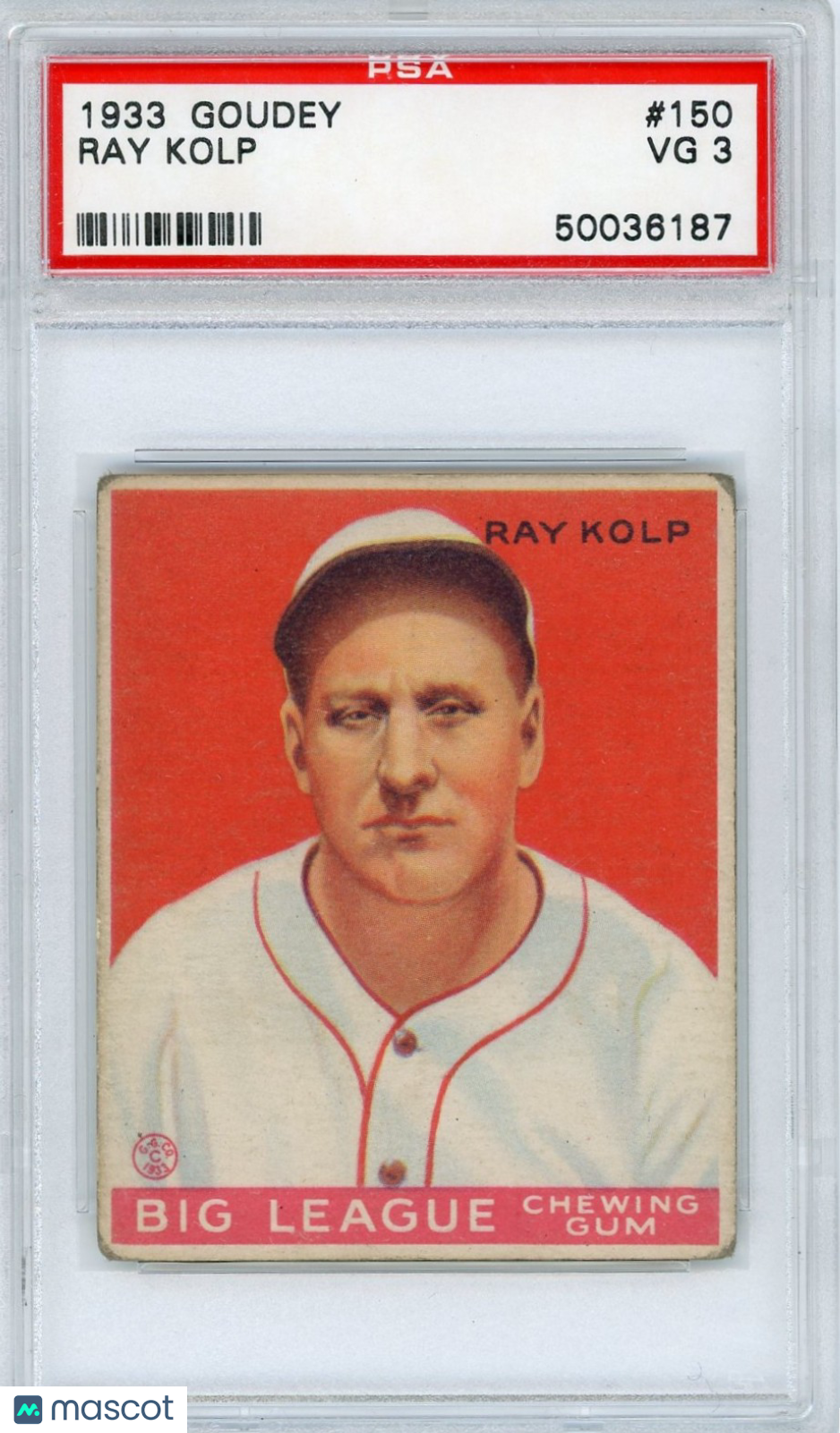 1933 Goudey Ray Kolp #150 PSA 3