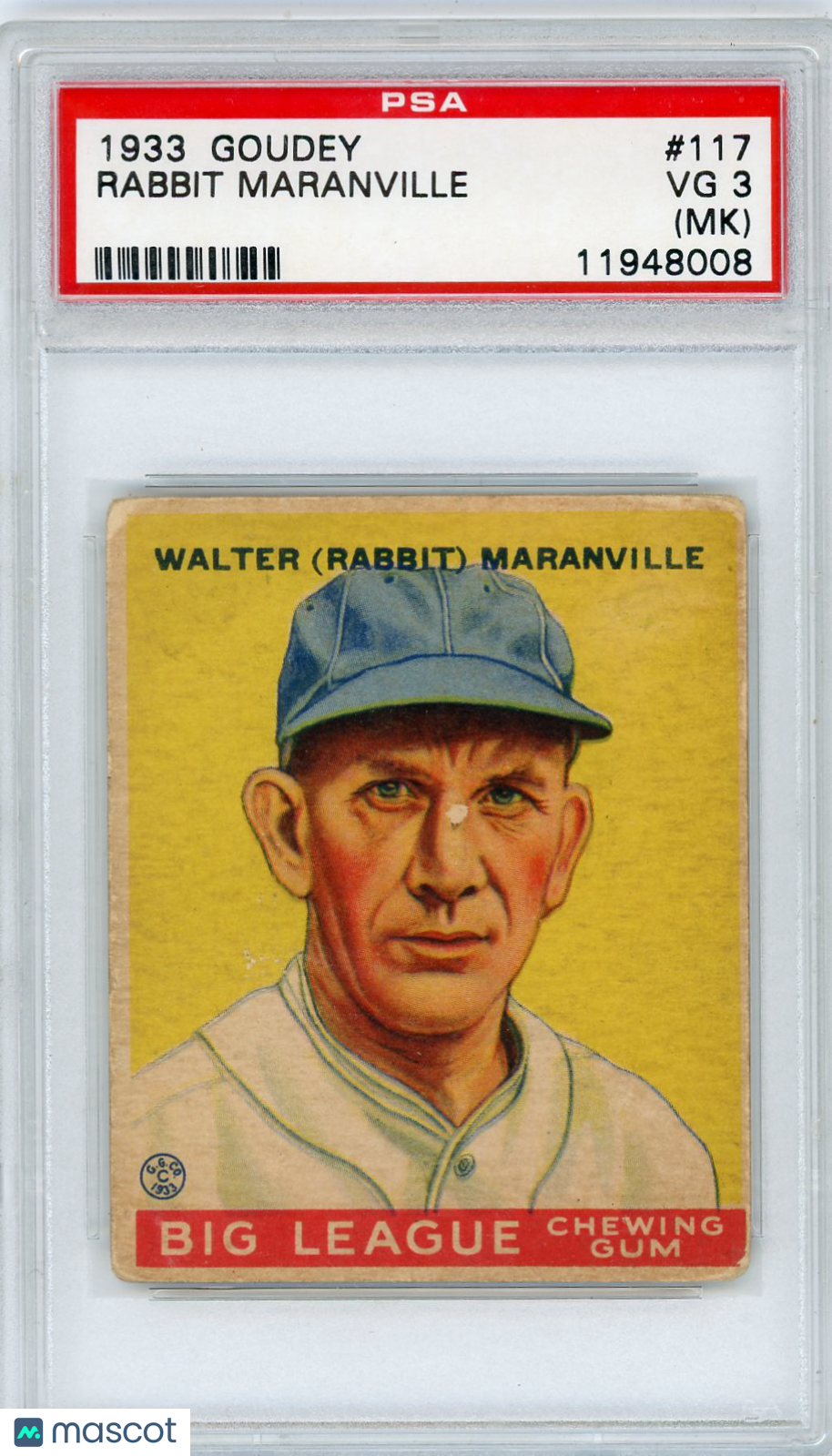 1933 Goudey Rabbit Maranville #117 PSA 3 MK