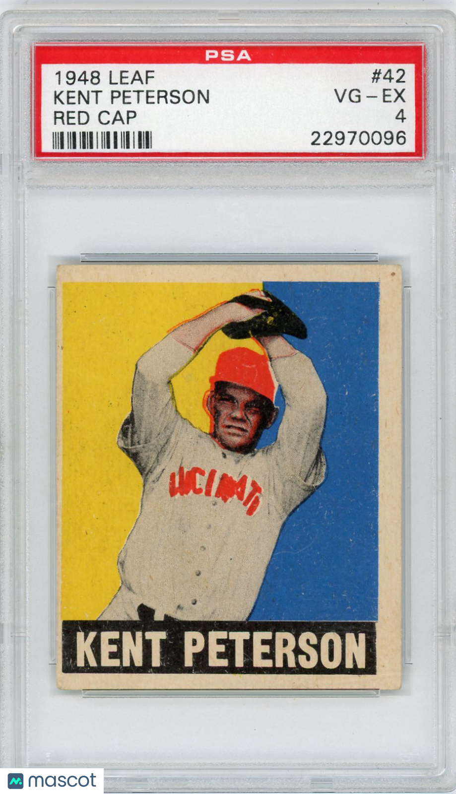 1948 Leaf Kent Peterson #42 Red Cap PSA 4