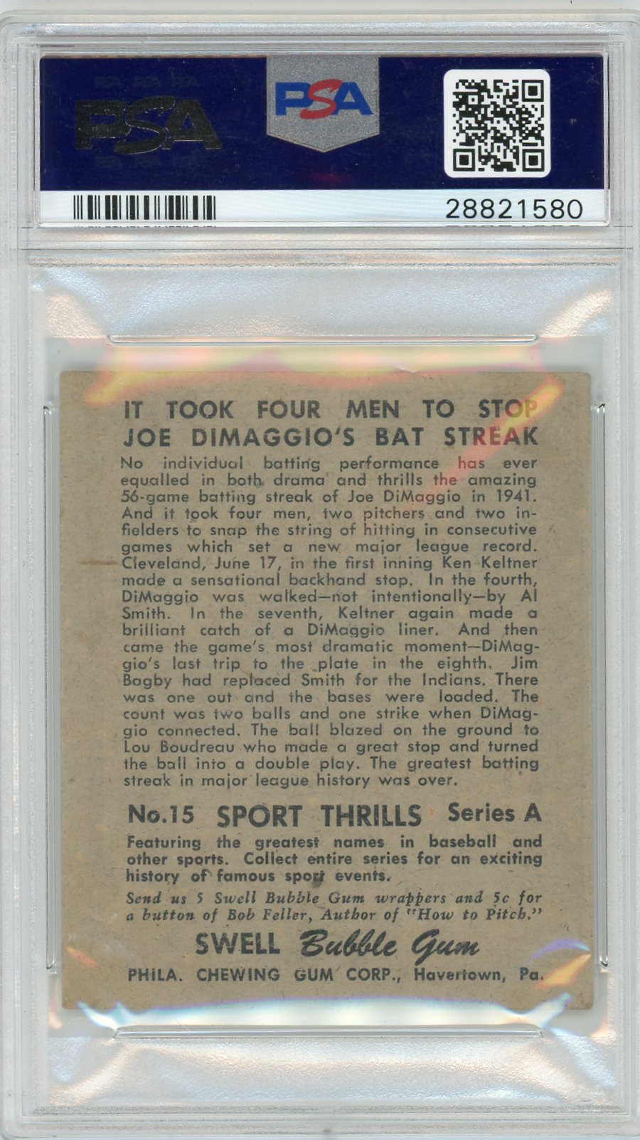 1948 Swell Sports Thrills 4 Men To Stop Him! #15 J. Bagby A. Smith PSA 4