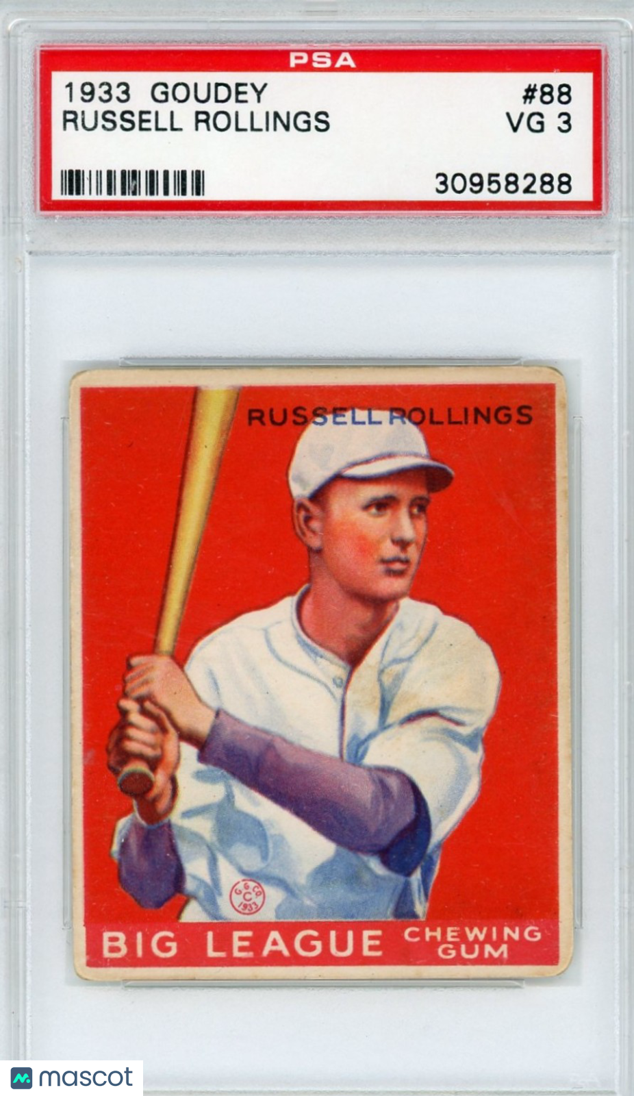 1933 Goudey Russell Rollings #88 PSA 3