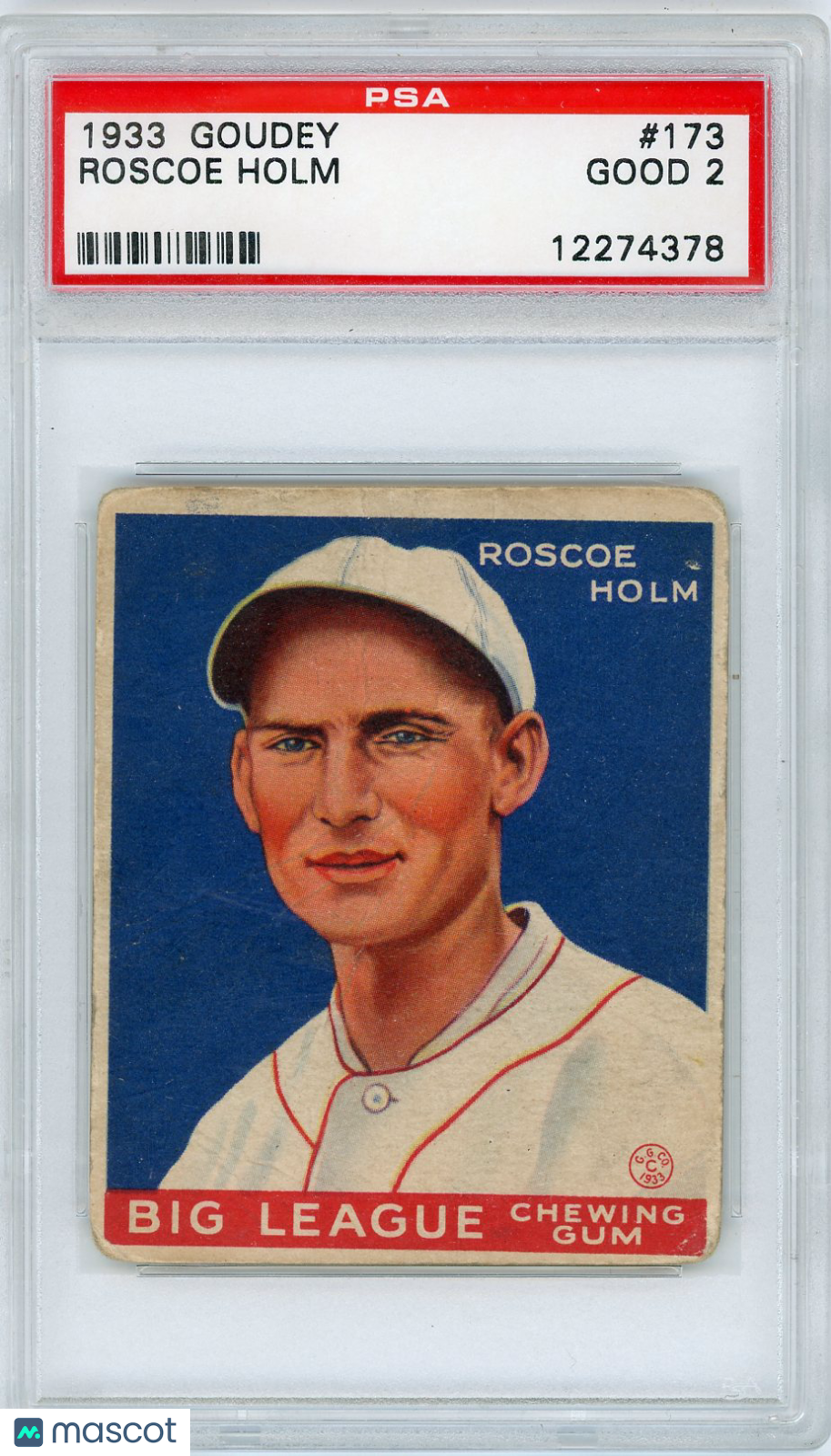 1933 Goudey Roscoe Holm #173 PSA 2