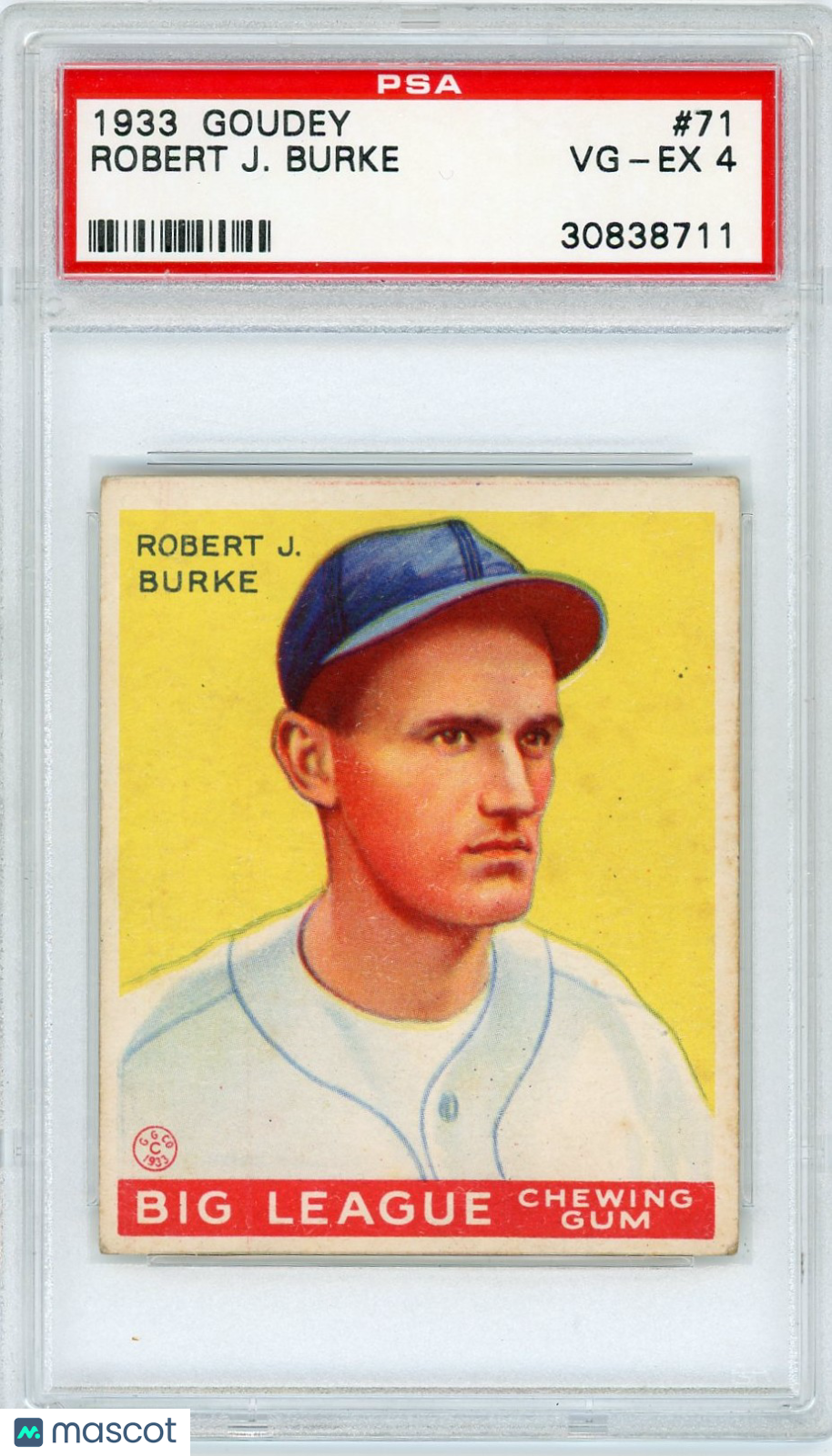 1933 Goudey Robert J. Burke #71 PSA 4
