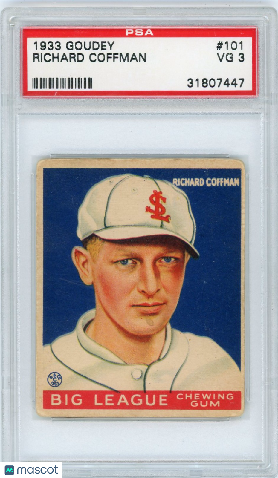 1933 Goudey Richard Coffman #101 PSA 3