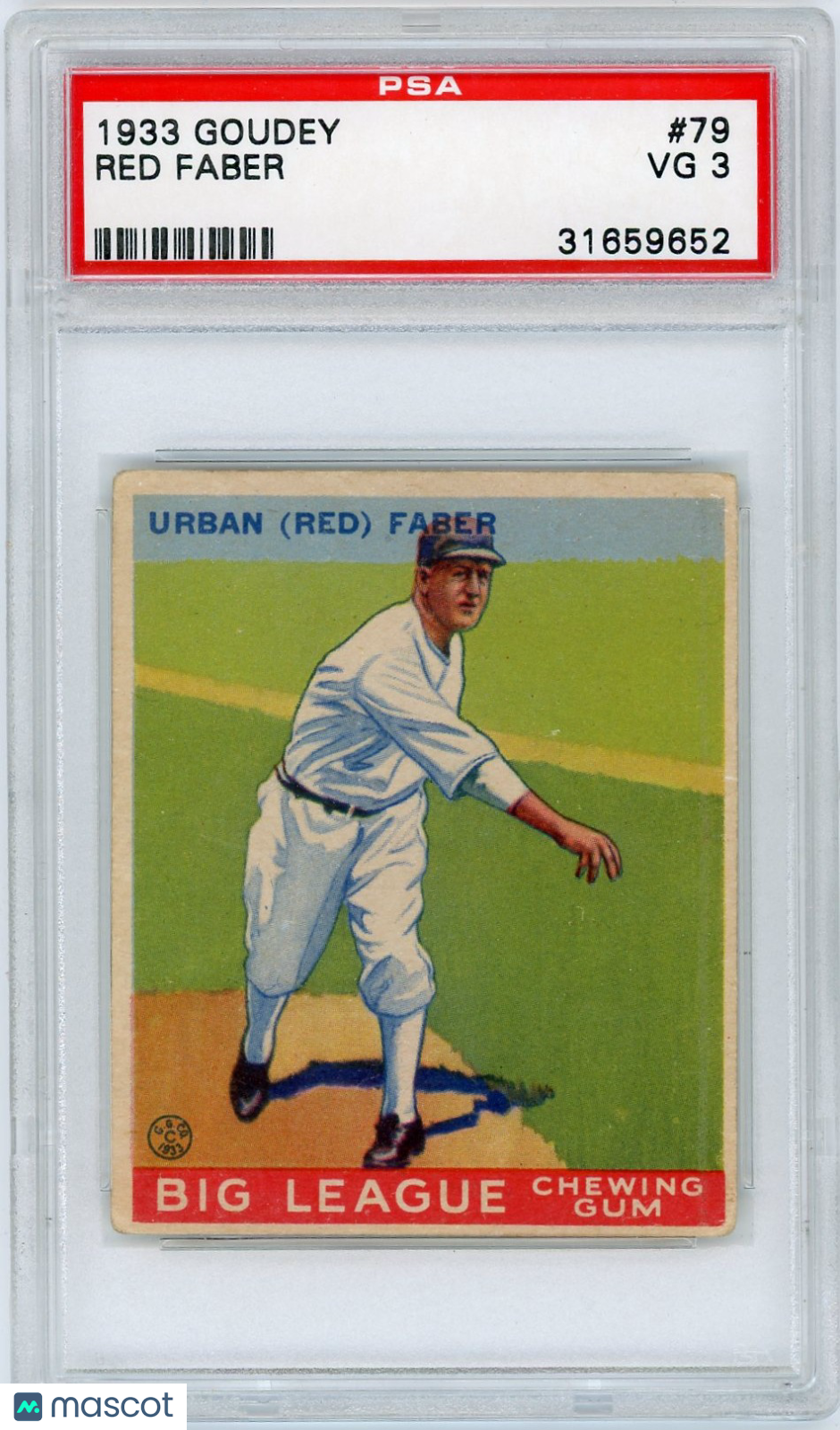 1933 Goudey Red Faber #79 PSA 3