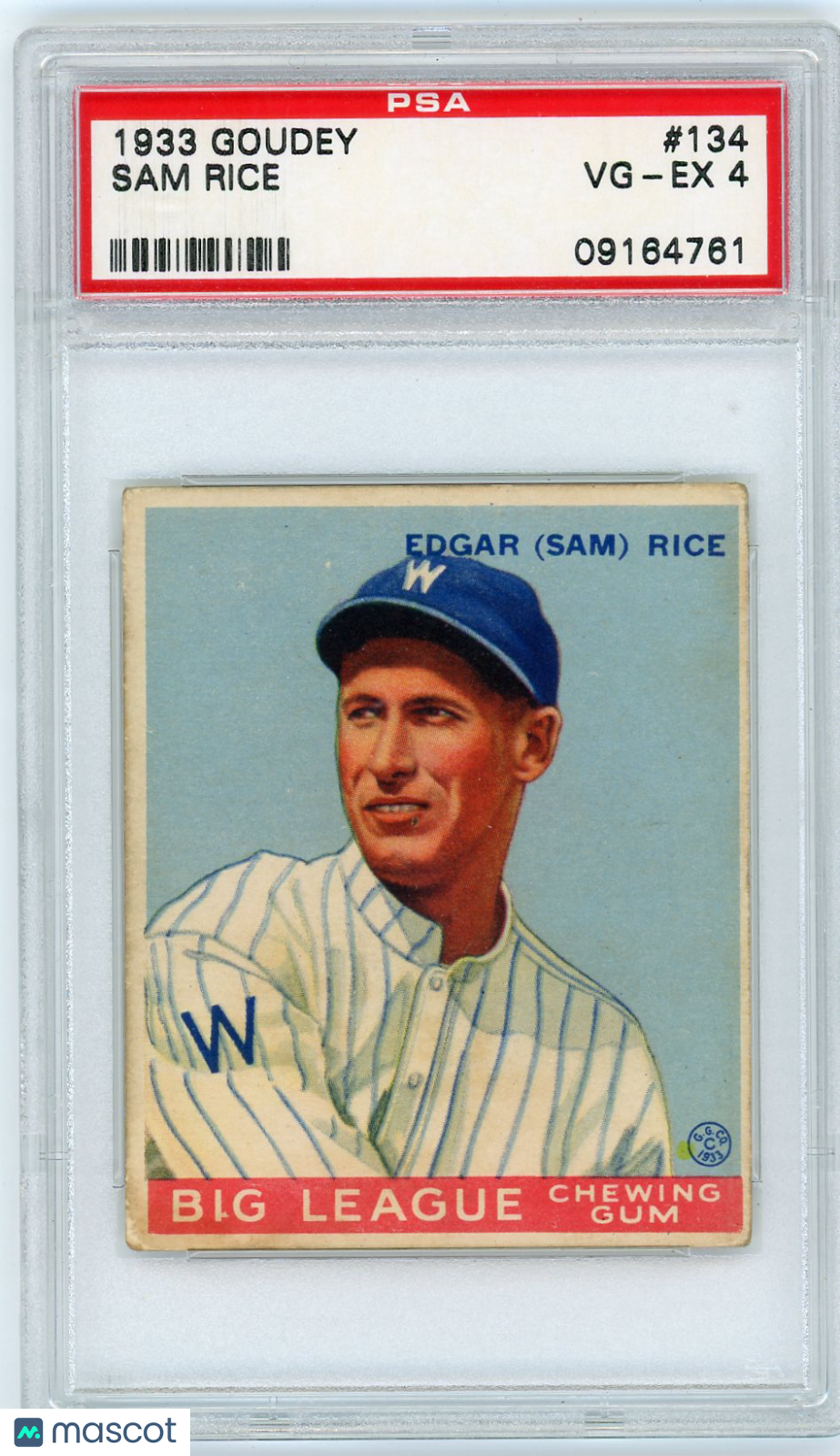 1933 Goudey Sam Rice #134 PSA 4