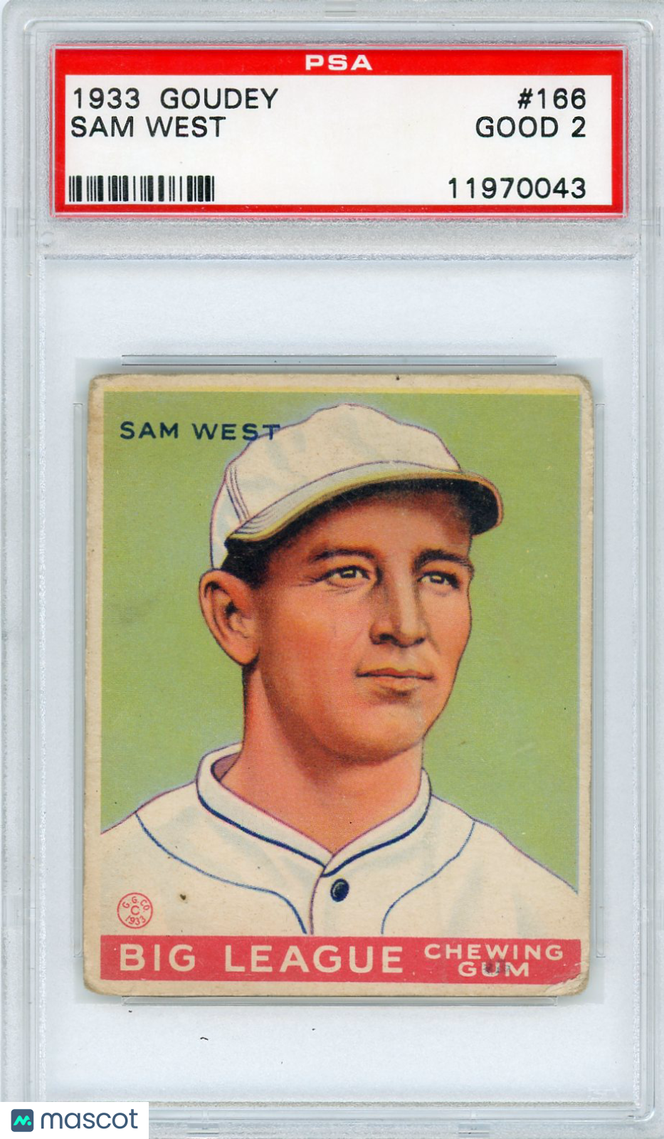 1933 Goudey Sam West #166 PSA 2