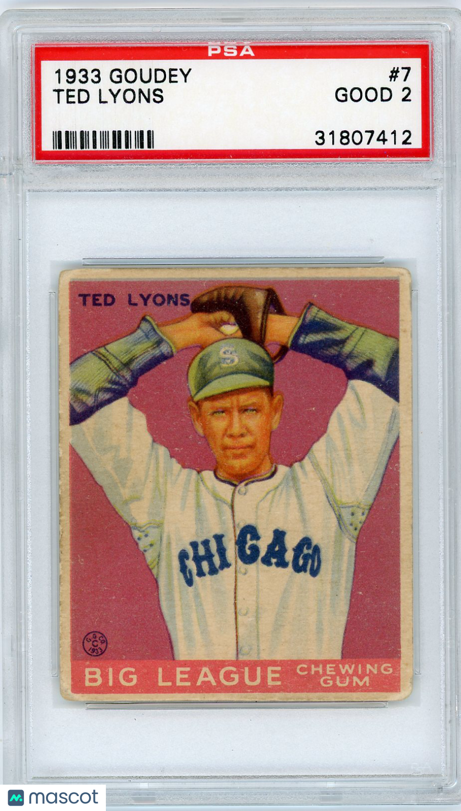 1933 Goudey Ted Lyons #7 PSA 2