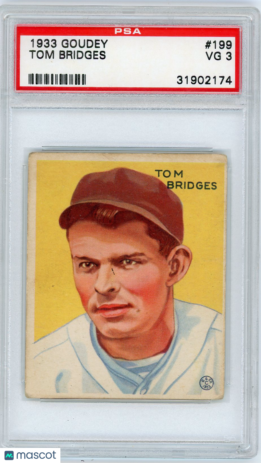 1933 Goudey Tom Bridges #199 PSA 3