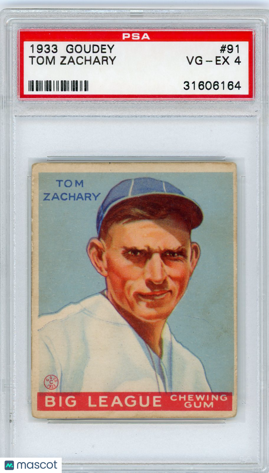 1933 Goudey Tom Zachary #91 PSA 4
