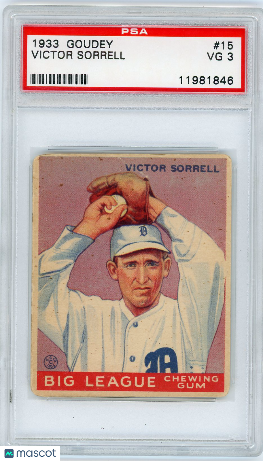 1933 Goudey Victor Sorrell #15 PSA 3