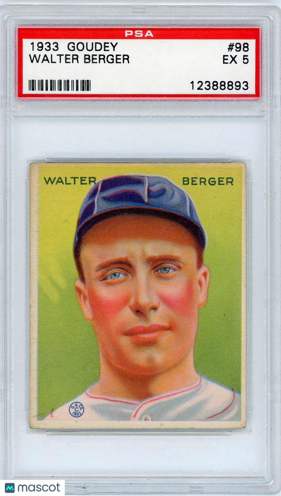 1933 Goudey Walter Berger #98 PSA 5
