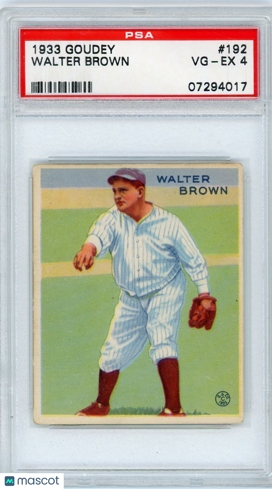 1933 Goudey Walter Brown #192 PSA 4