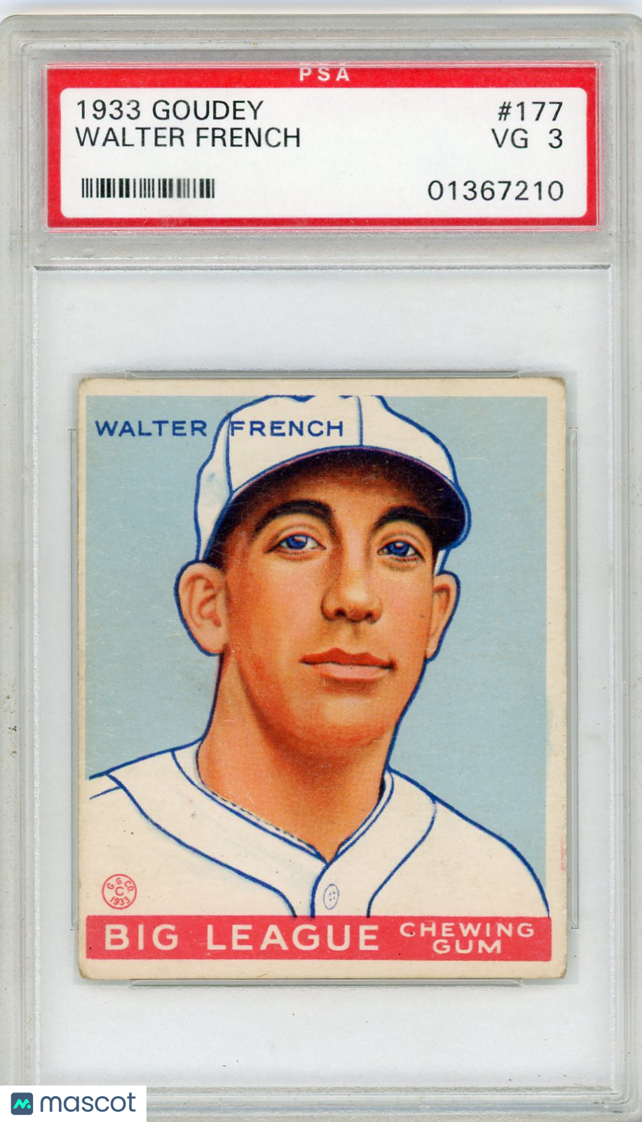 1933 Goudey Walter French #177 PSA 3