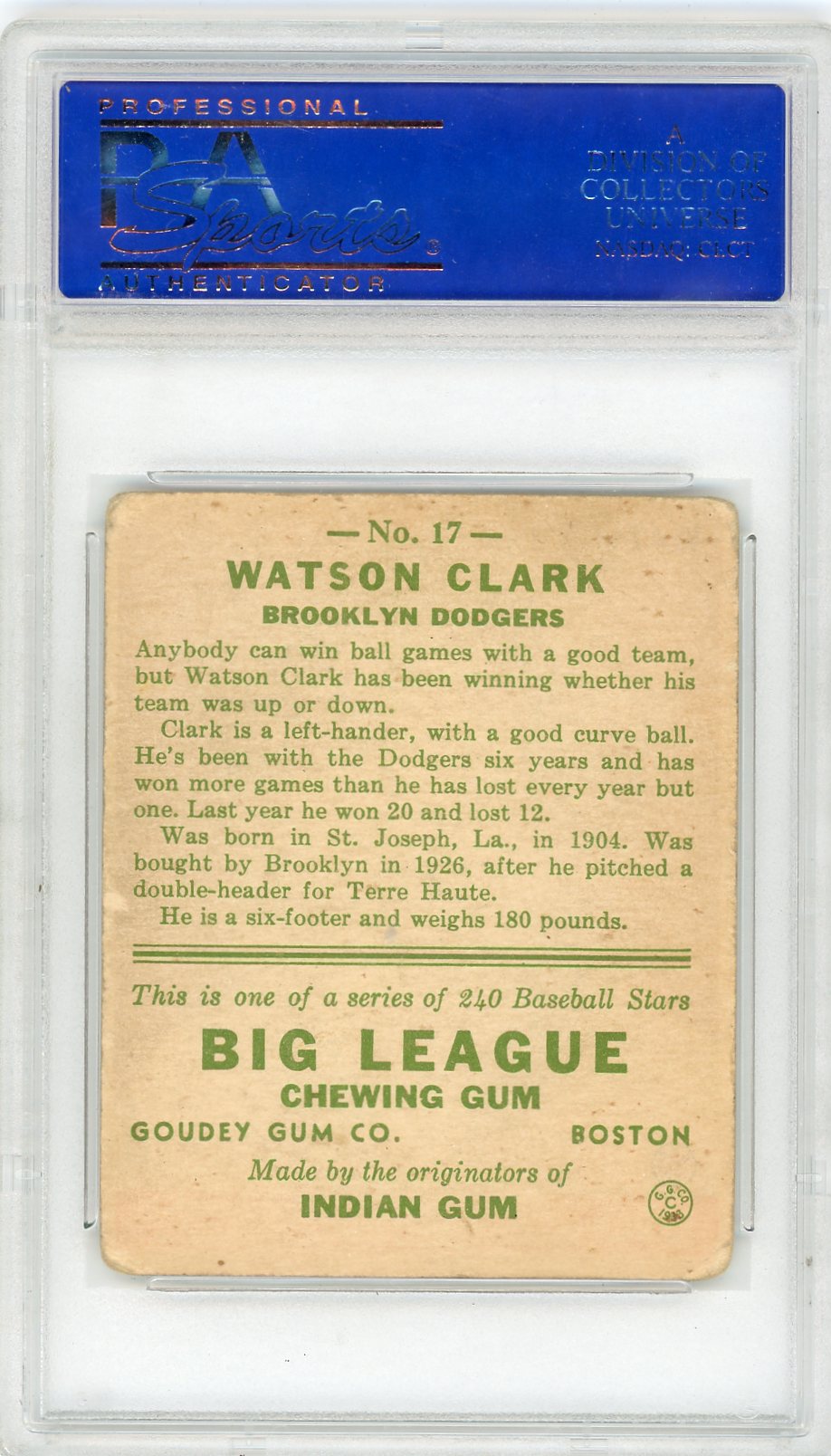 1933 Goudey Watson Clark #17 PSA 3