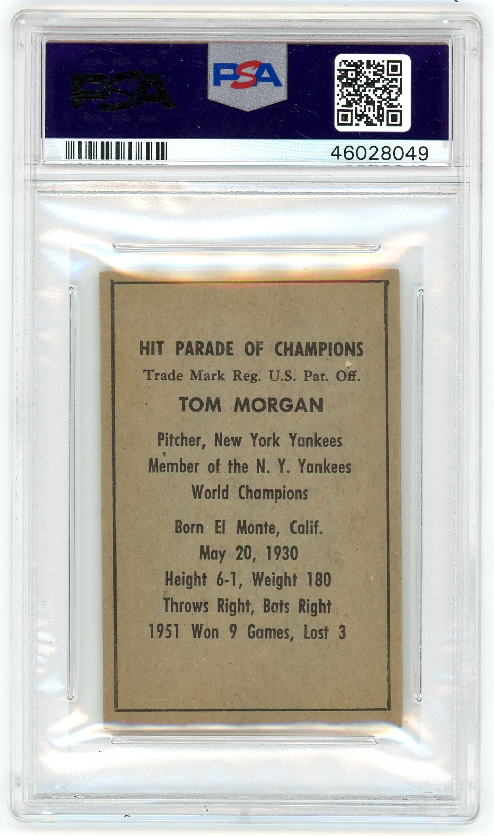1952 Berk Ross Tom Morgan PSA 7