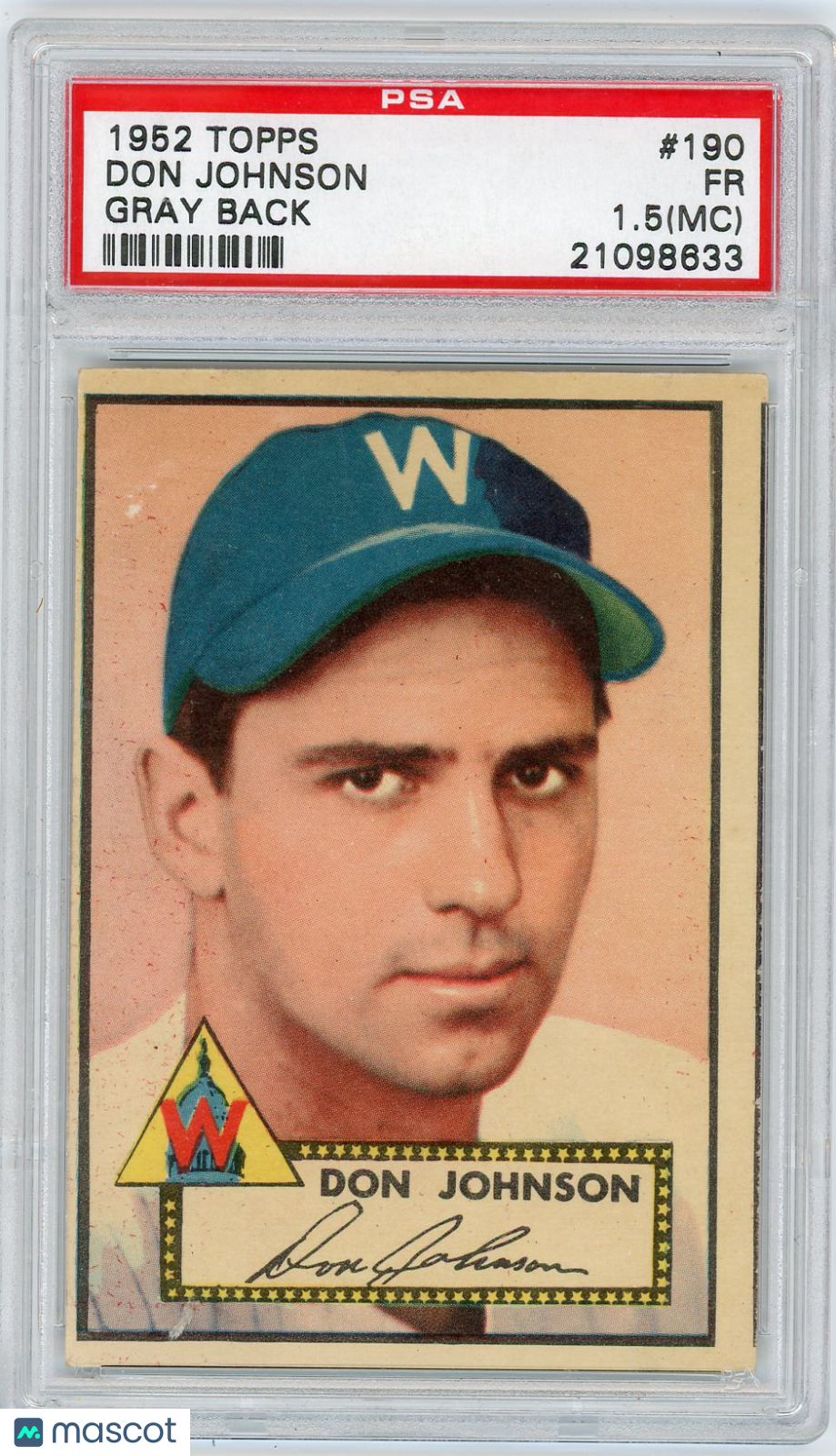 1952 Topps Don Johnson #190 Gray Back PSA 1.5 MC