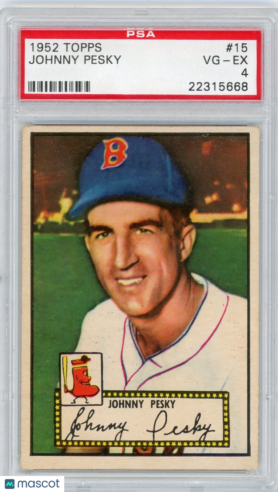 1952 Topps Johnny Pesky #15 PSA 4