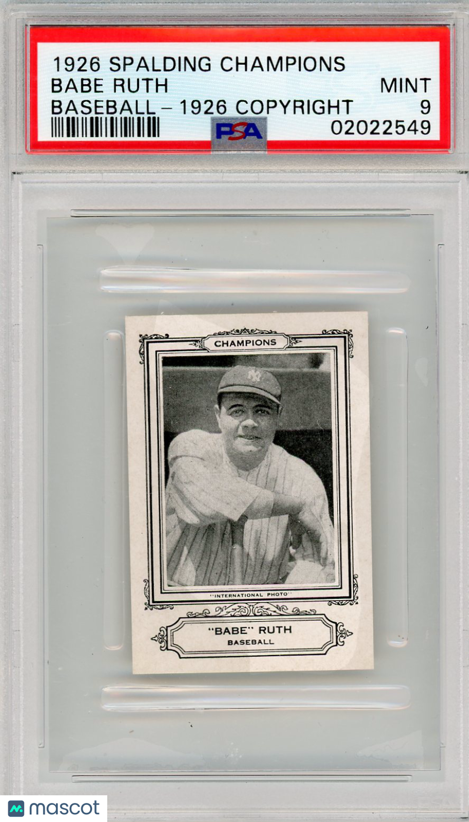 1926 Spalding Champions Babe Ruth Baseball 1926 Copyright PSA 9