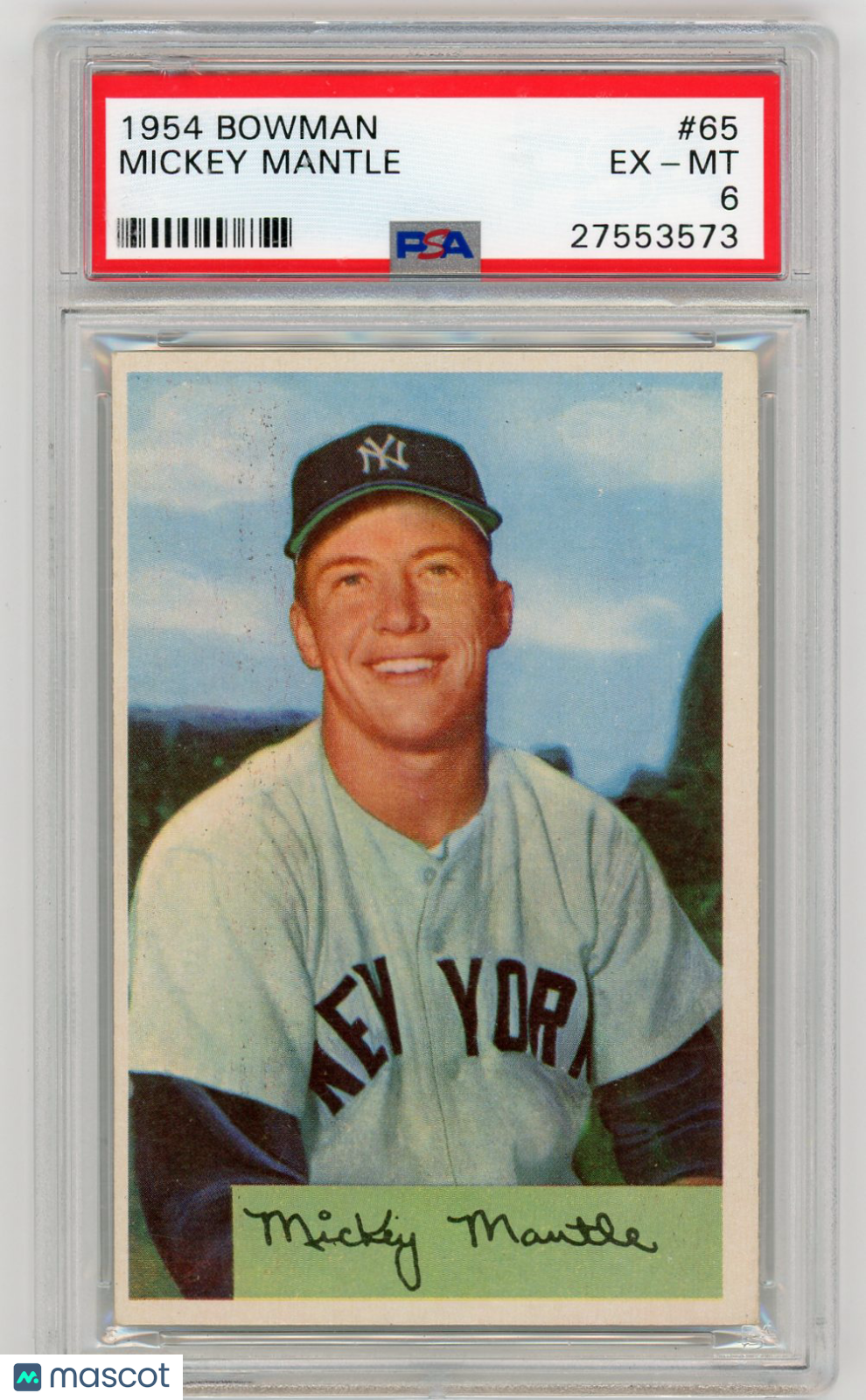 1954 Bowman Mickey Mantle #65 PSA 6