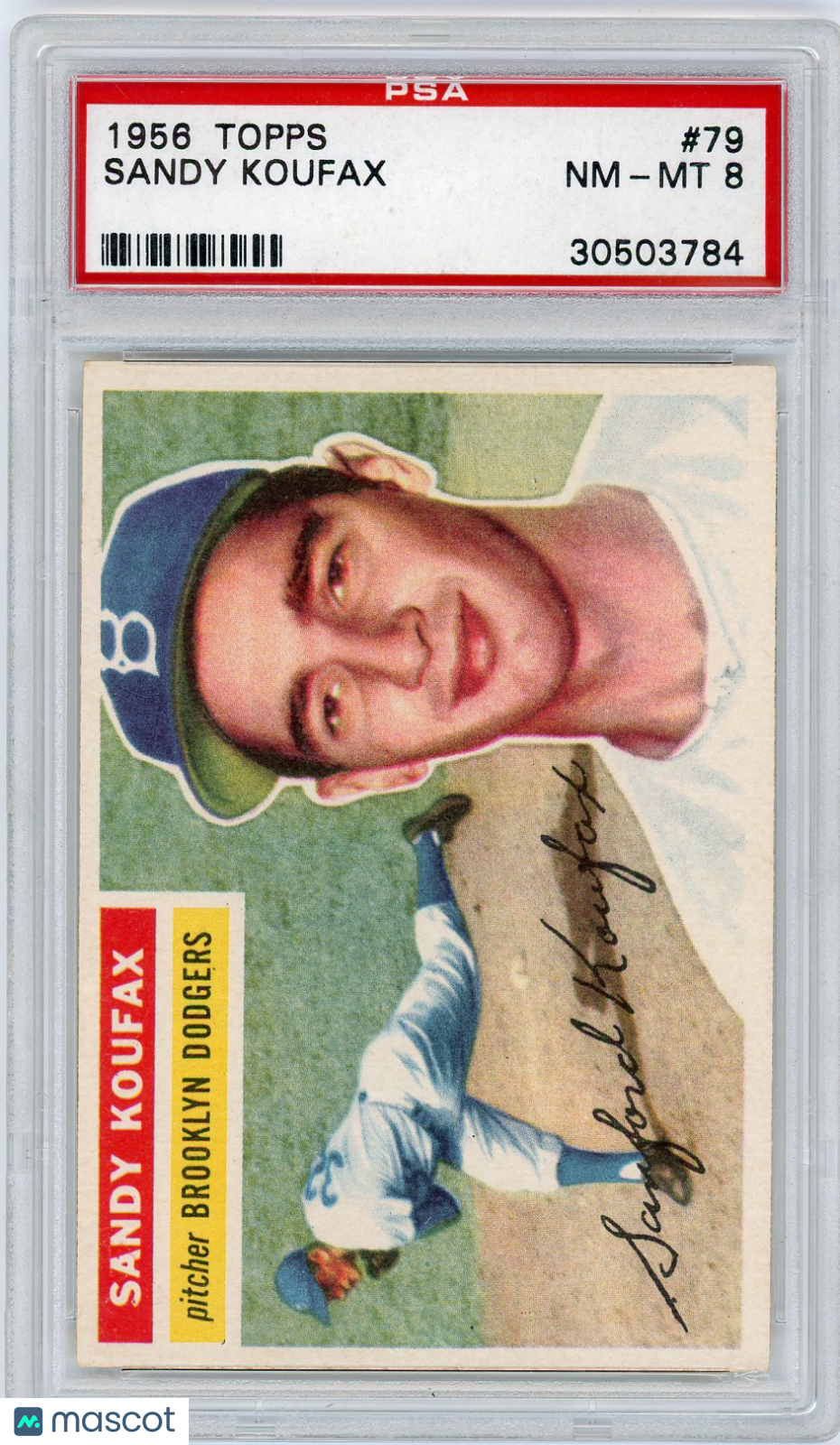1956 Topps Sandy Koufax #79 White Back PSA 8