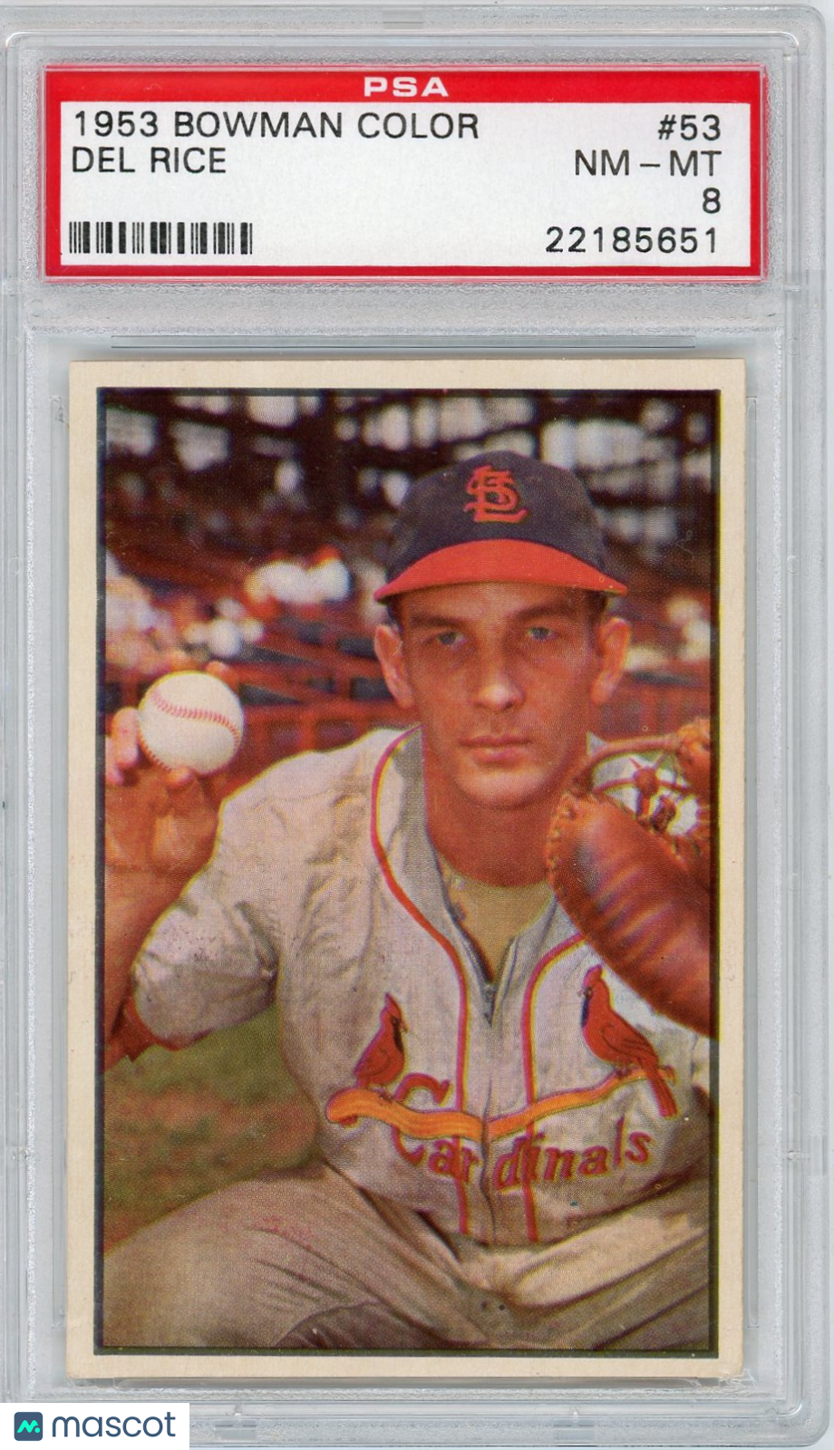 1953 Bowman Color Del Rice #53 PSA 8