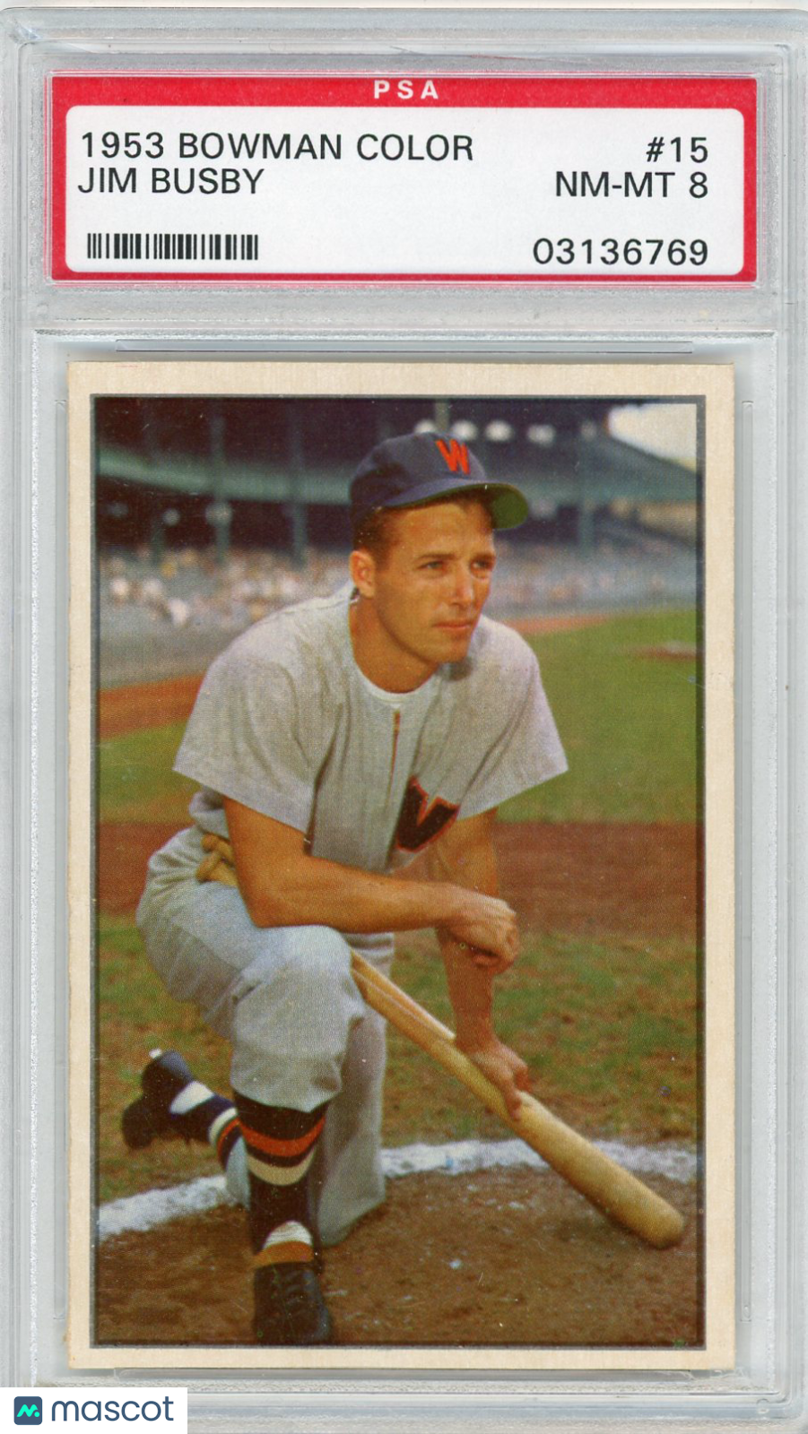 1953 Bowman Color Jim Busby #15 PSA 8