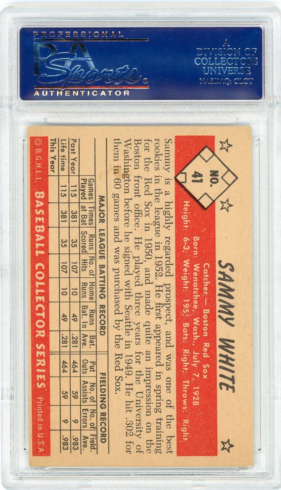 1953 Bowman Color Sammy White #41 PSA 8