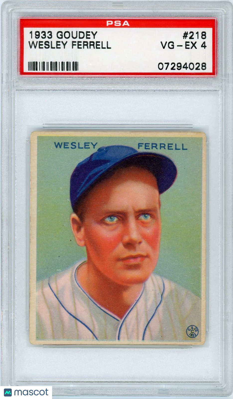 1933 Goudey Wesley Ferrell #218 PSA 4