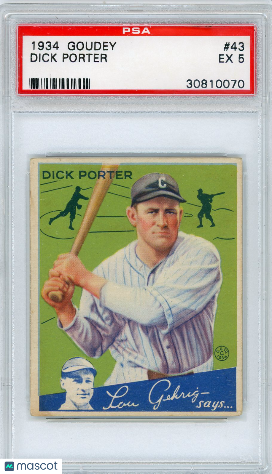 1934 Goudey Dick Porter #43 PSA 5