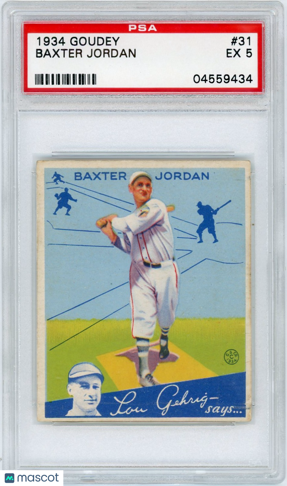 1934 Goudey Baxter Jordan #31 PSA 5