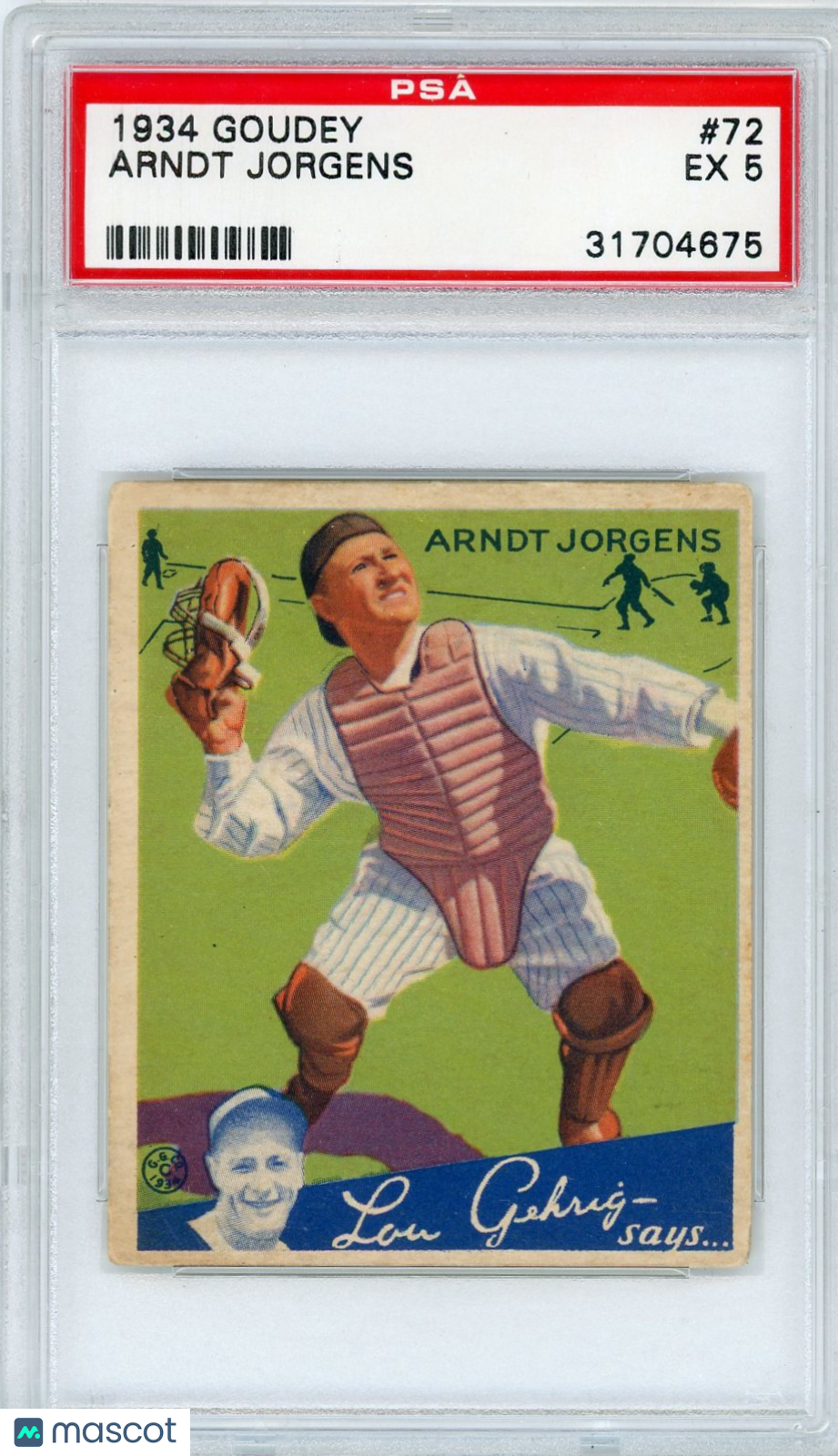 1934 Goudey Arndt Jorgens #72 PSA 5