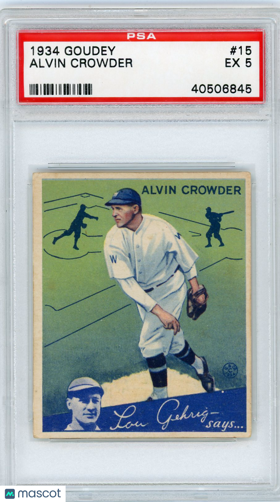 1934 Goudey Alvin Crowder #15 PSA 5