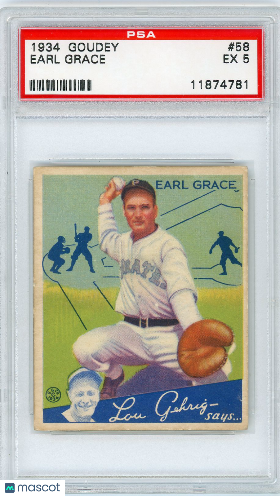 1934 Goudey Earl Grace #58 PSA 5