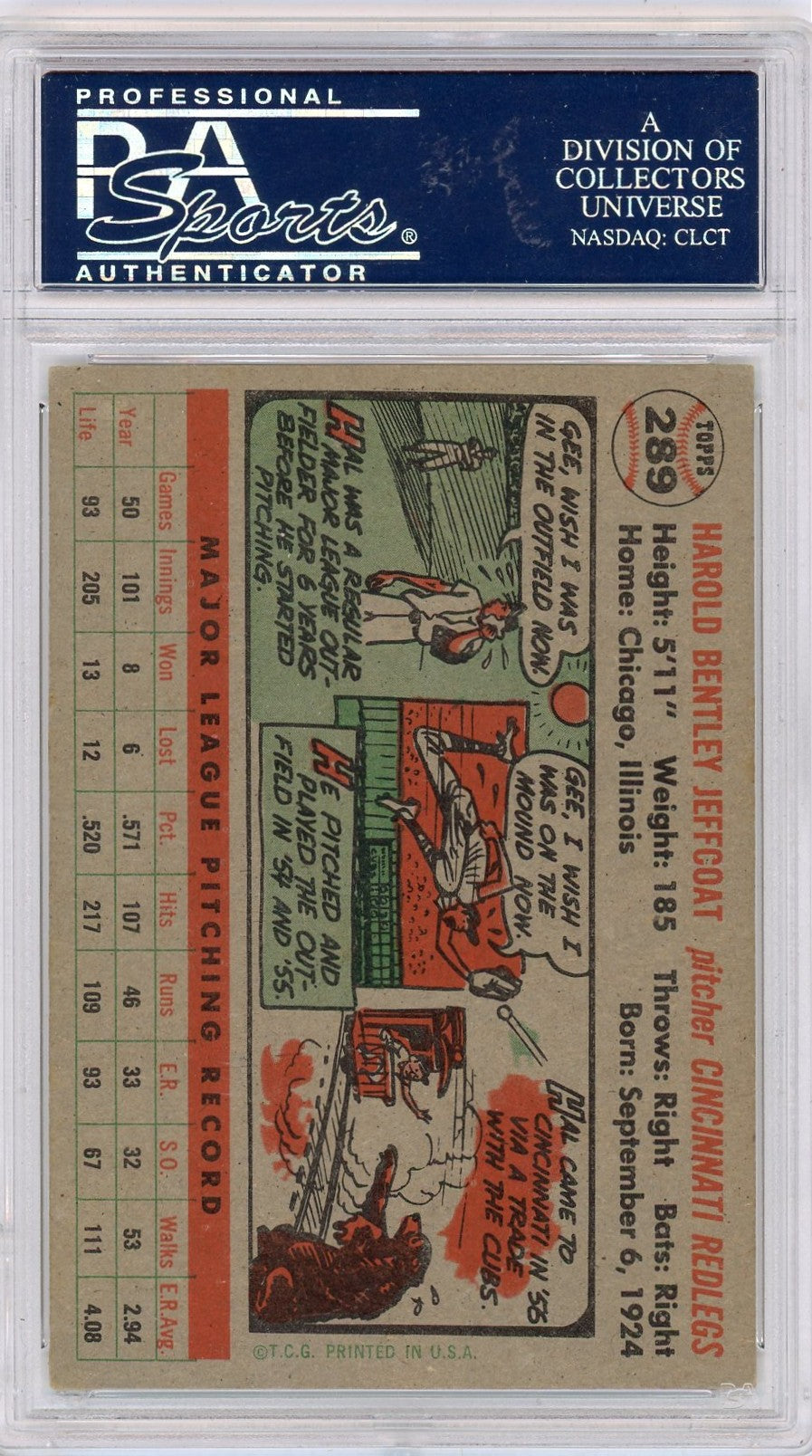 1956 Topps Hal Jeffcoat #289 PSA 8