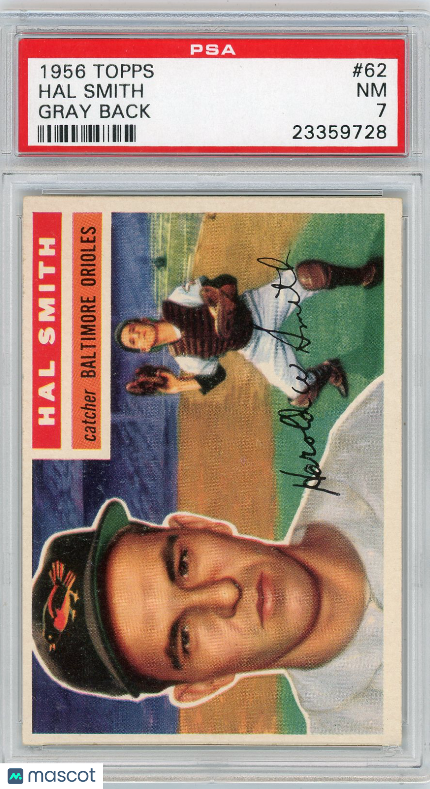 1956 Topps Hal Smith #62 Gray Back PSA 7