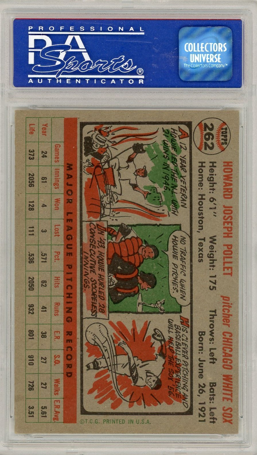 1956 Topps Howie Pollet #262 PSA 8