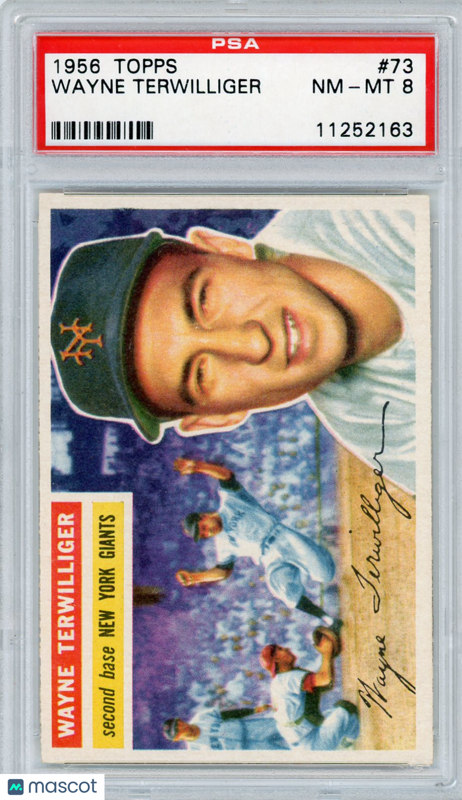 1956 Topps Wayne Terwilliger #73 White Back PSA 8