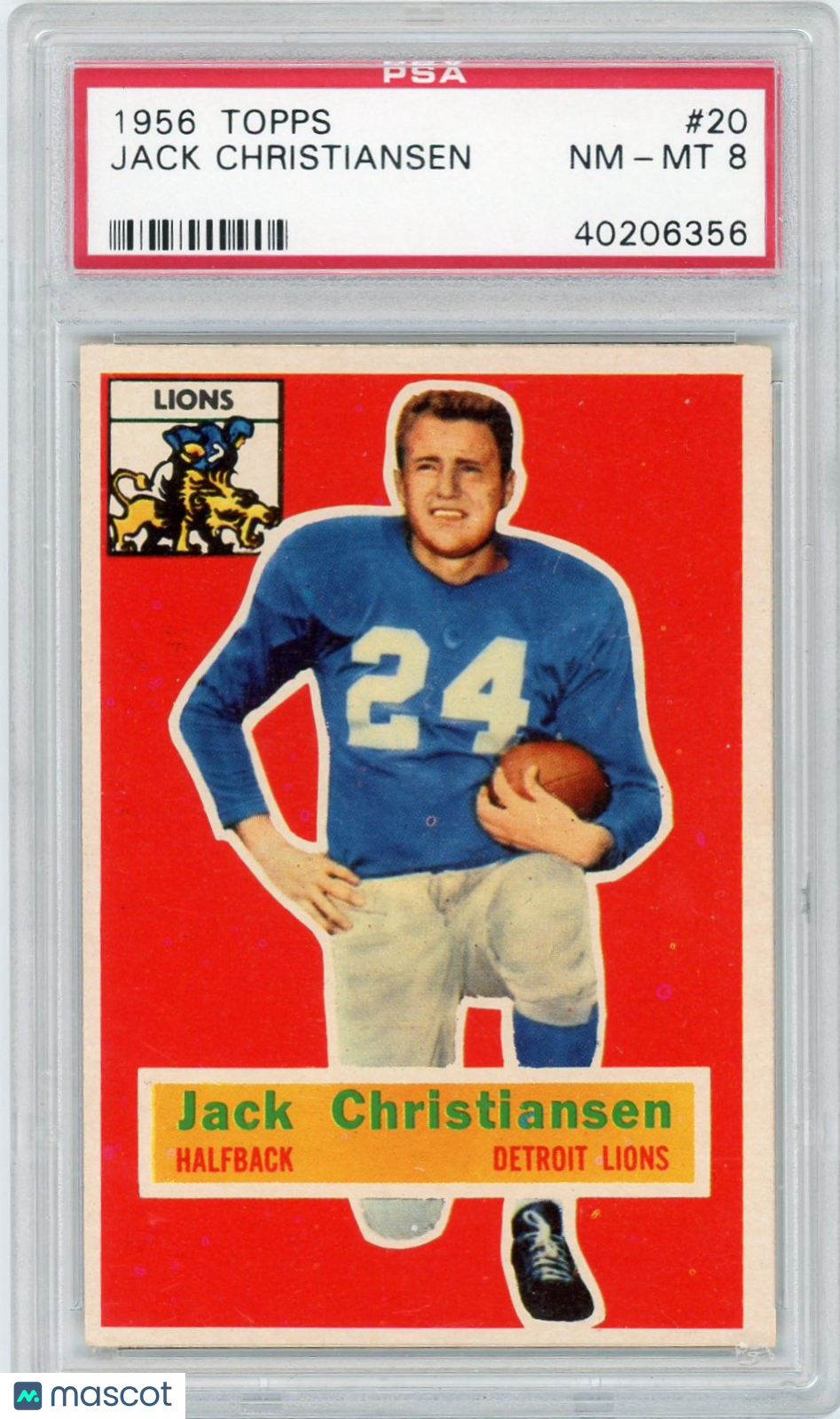 1956 Topps Jack Christiansen #20 PSA 8