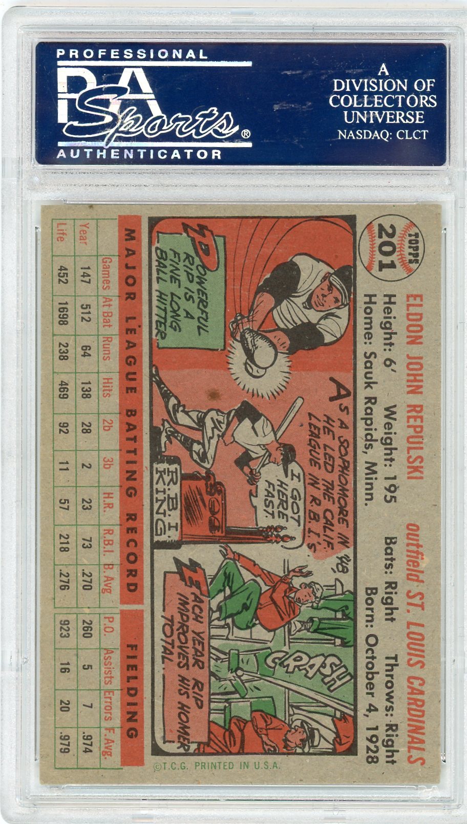 1956 Topps Rip Repulski #201 PSA 7