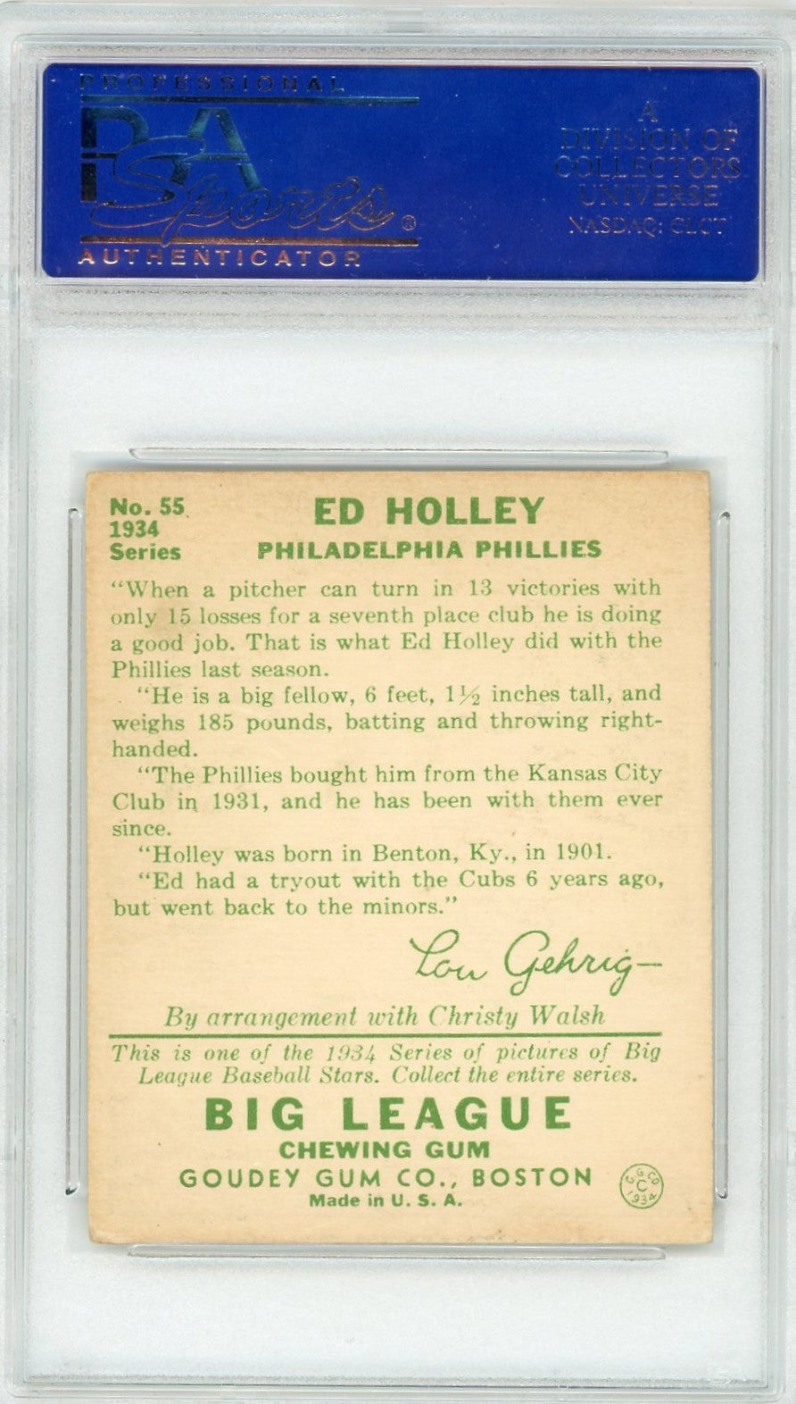 1934 Goudey Ed Holley #55 PSA 5