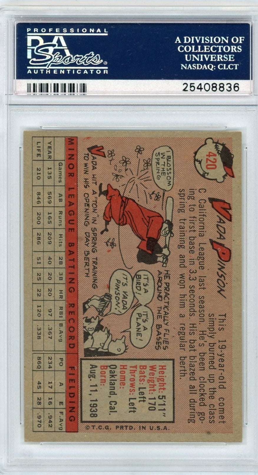 1958 Topps Vada Pinson #420 PSA 5