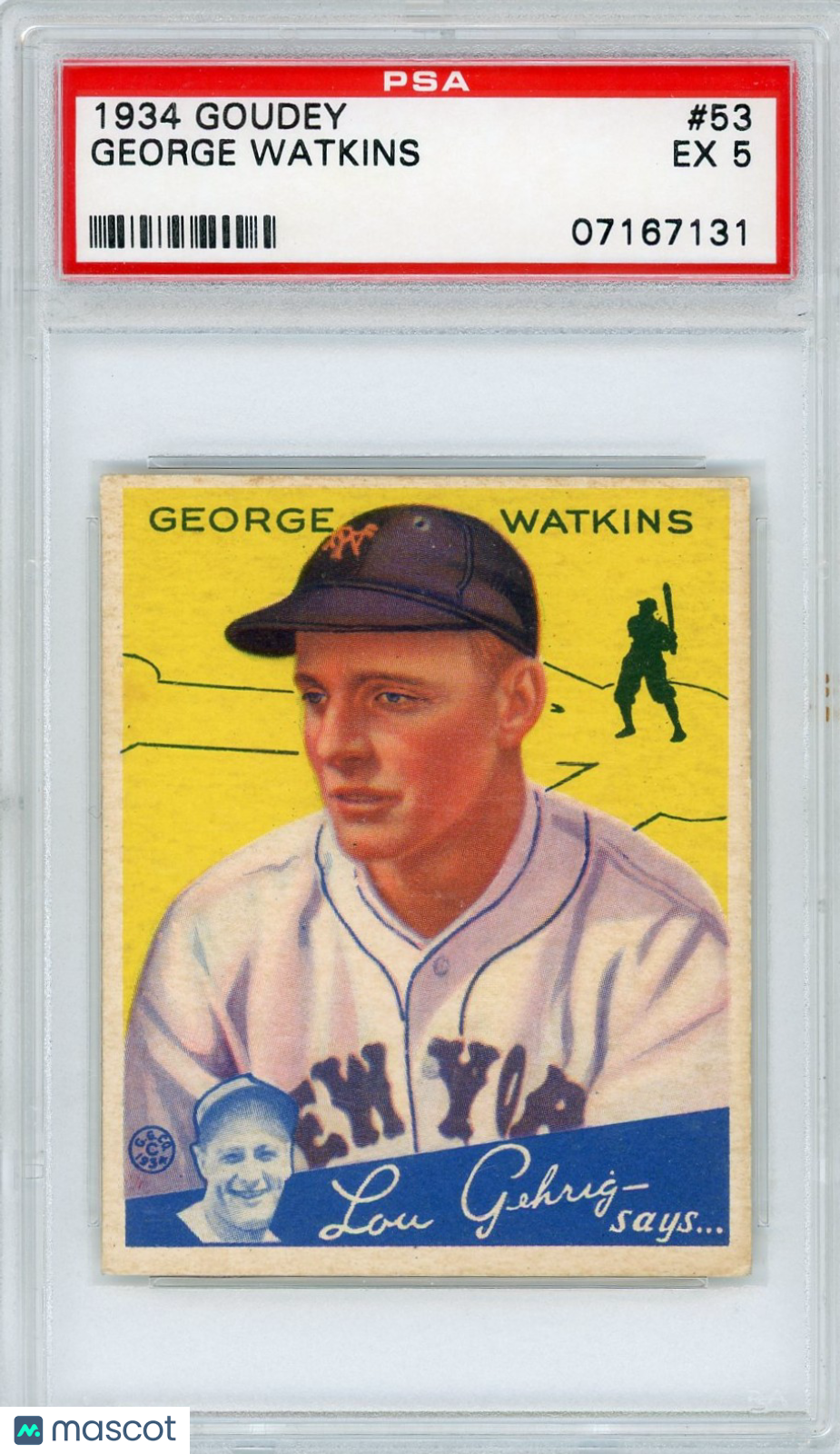 1934 Goudey George Watkins #53 PSA 5