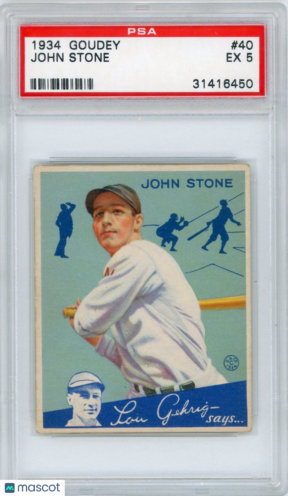 1934 Goudey John Stone #40 PSA 5