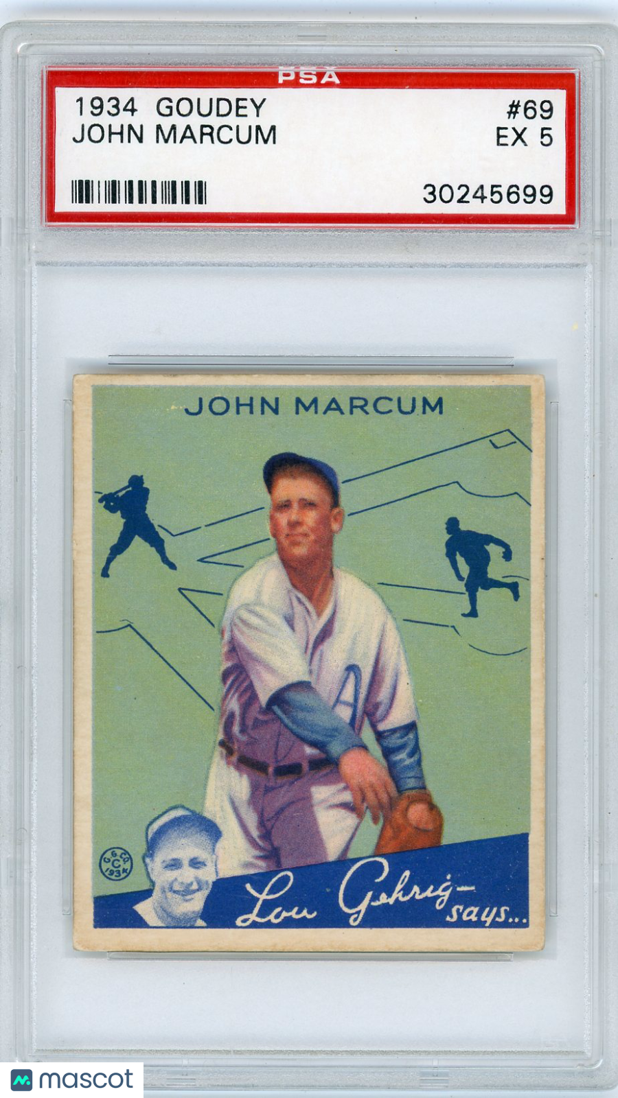 1934 Goudey John Marcum #69 PSA 5