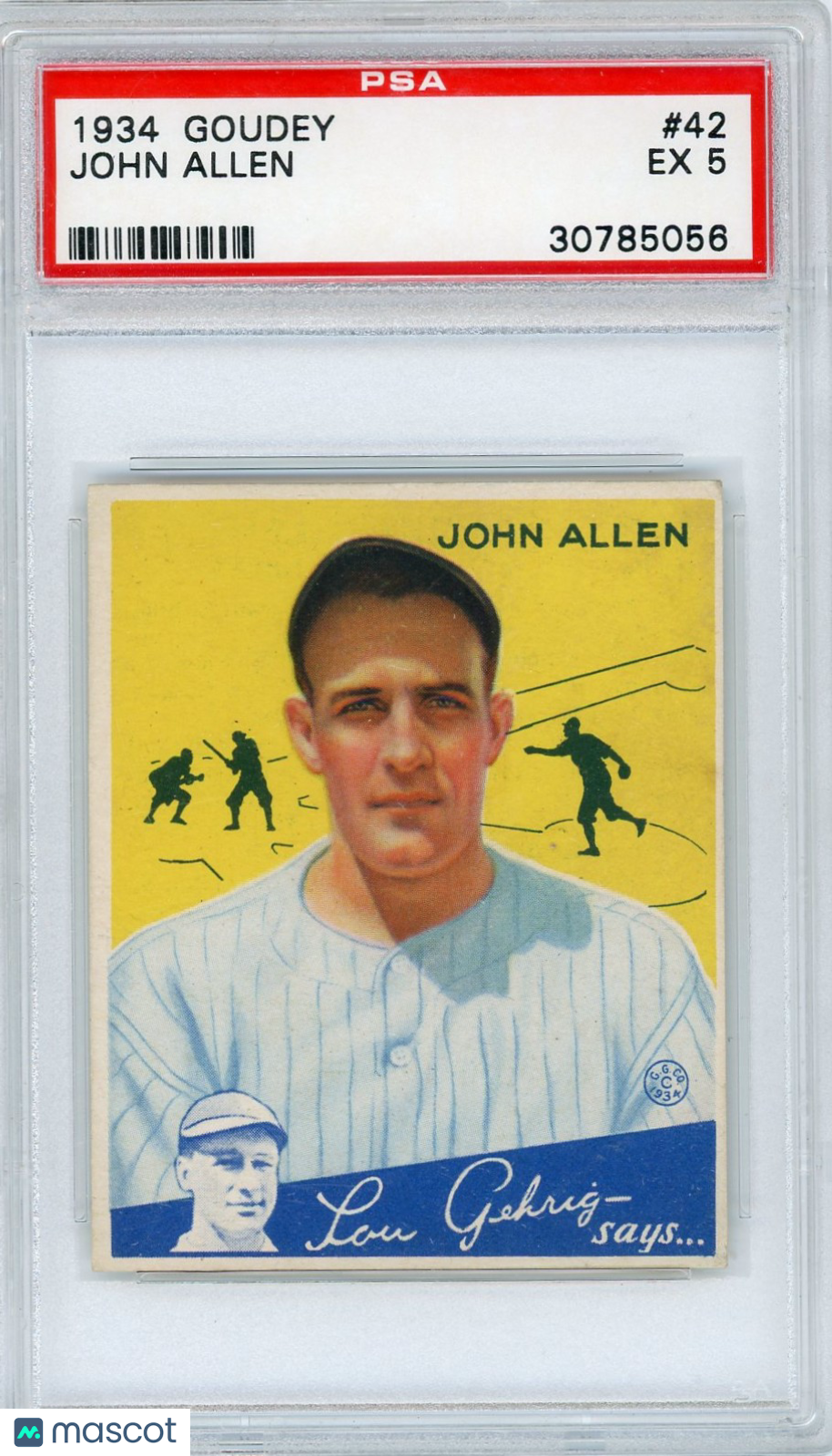 1934 Goudey John Allen #42 PSA 5