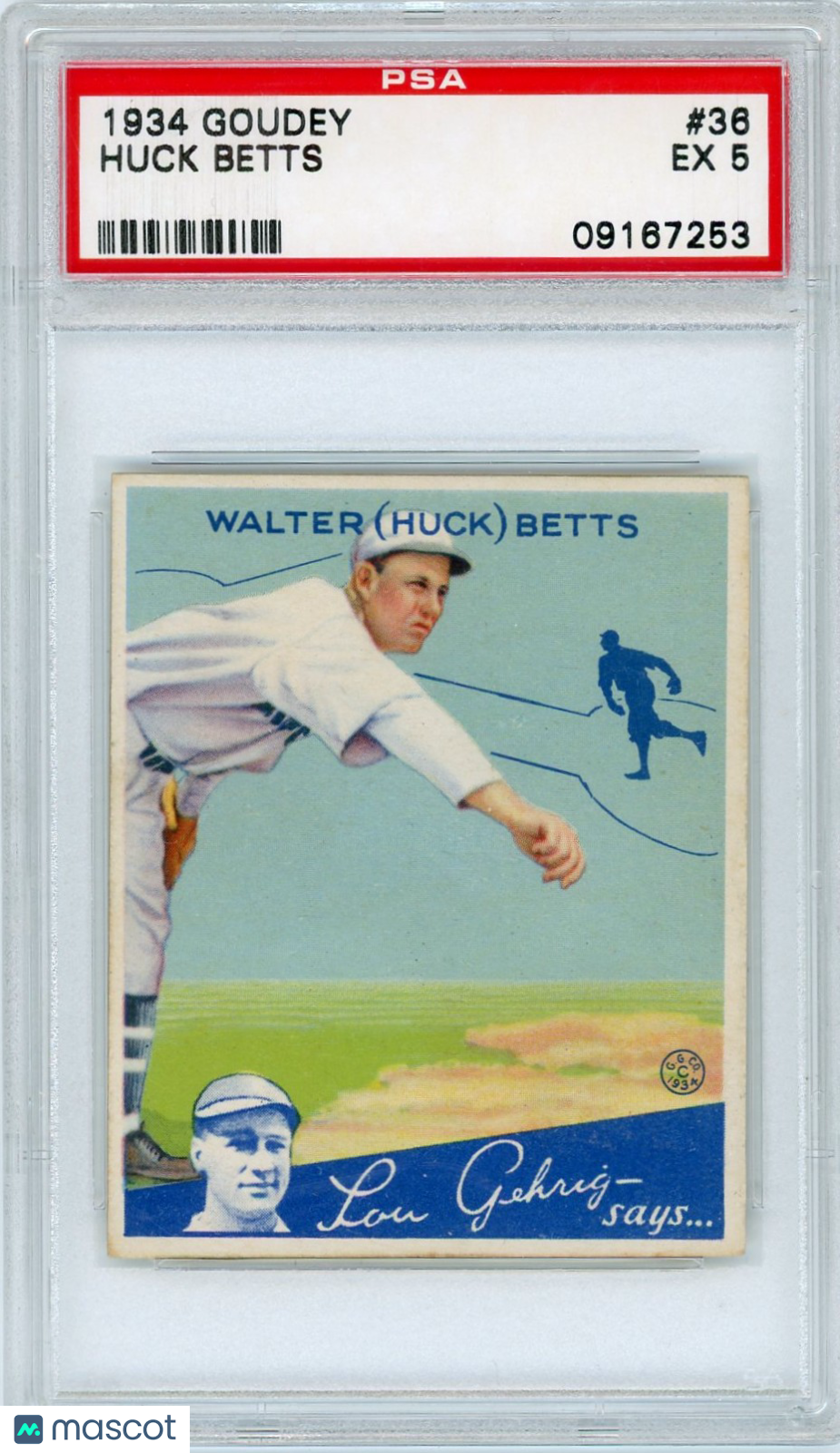 1934 Goudey Huck Betts #36 PSA 5