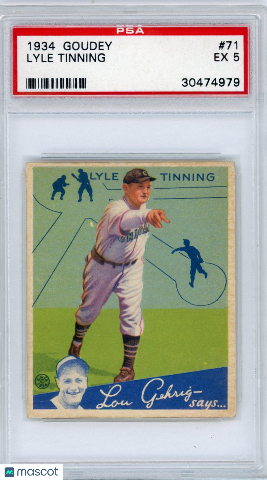 1934 Goudey Lyle Tinning #71 PSA 5